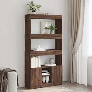 Skříň highboard hnědý dub 92 x 33 x 180 cm kompozitní dřevo - obrázek 1