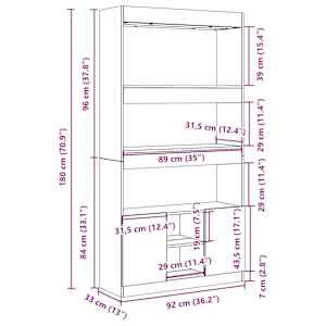 Skříň highboard old wood 92 x 33 x 180 cm kompozitní dřevo - obrázek 12