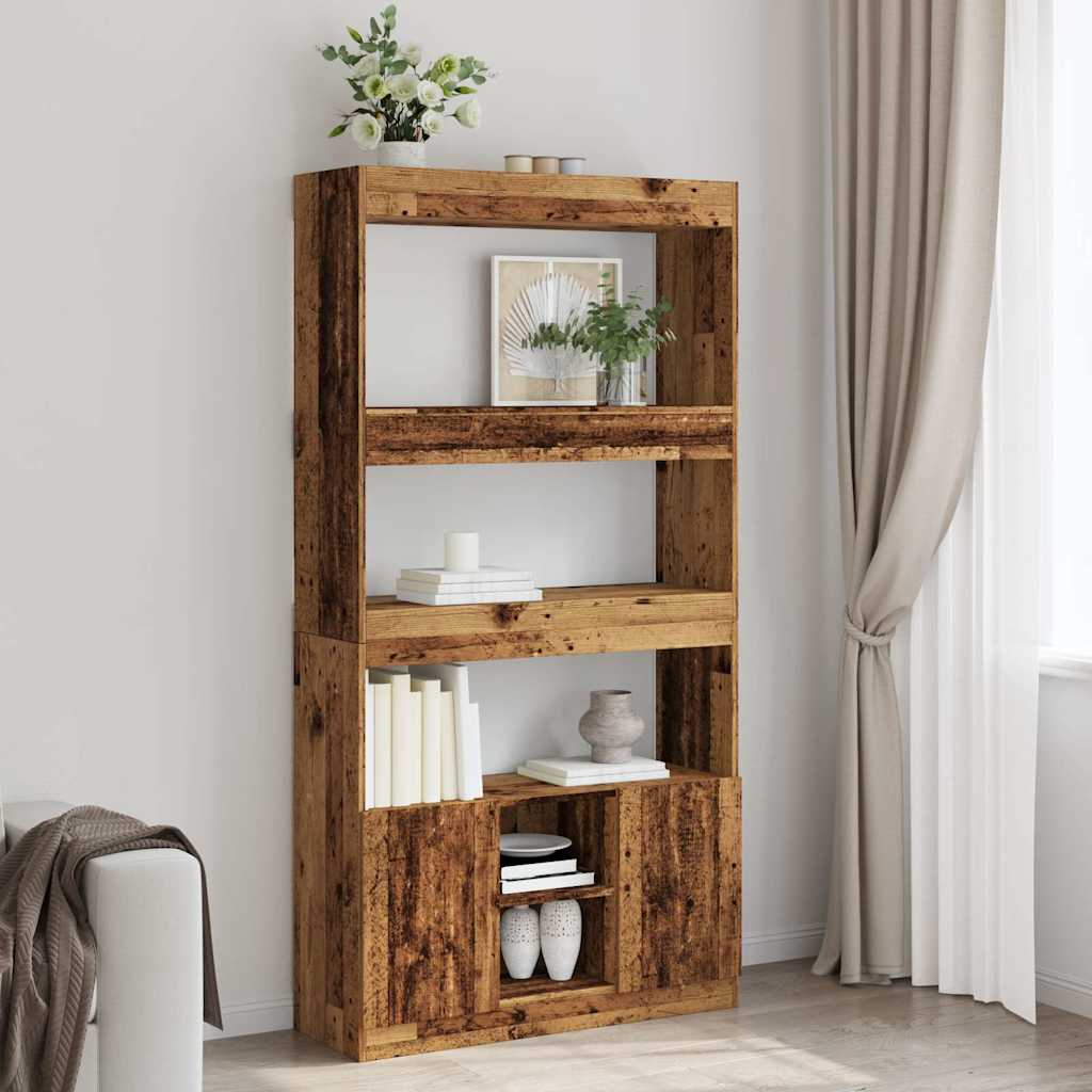 vidaXL Highboard Altholz-Optik 92x33x180 cm Holzwerkstoff