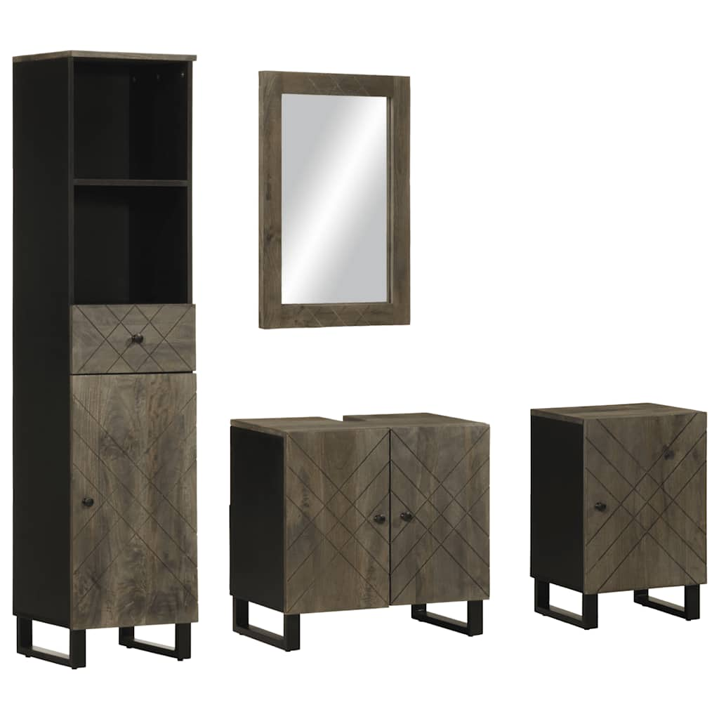 vidaXL Set de mobilier de baie 4 piese din lemn masiv de mango negru