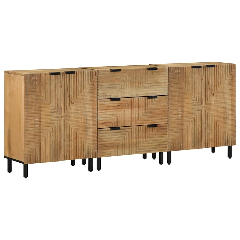 vidaXL 3-tlg. Sideboards Braun 60x33x75 cm Massivholz Mango