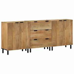 3 kosi kredence Brown 60x33x75 cm masivni les Mango