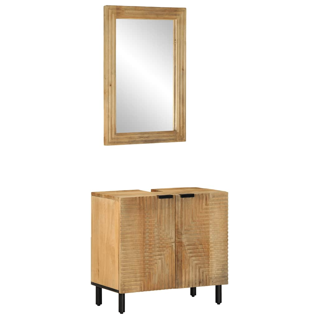 vidaXL Set de mobilier de baie 2 piese din lemn masiv de mango maro