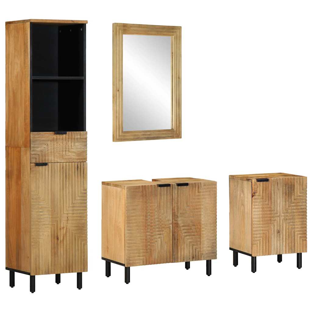 vidaXL Set de mobilier de baie 4 piese din lemn masiv de mango maro