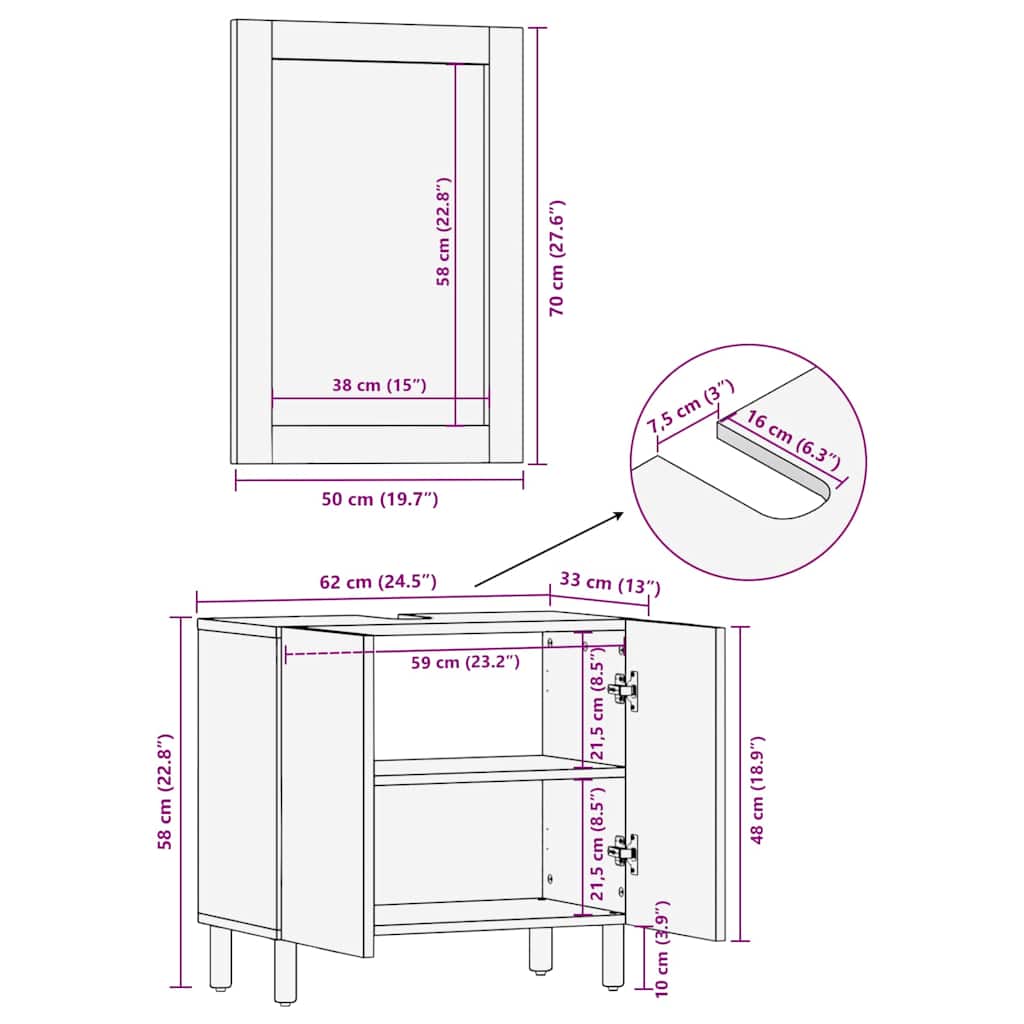Bathroom Cabinet Set size guide