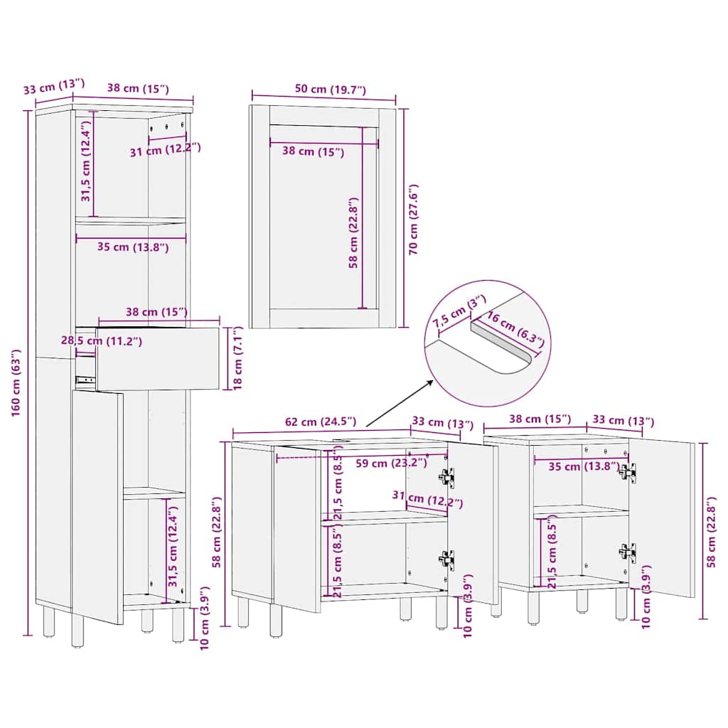 Bathroom Cabinet Set size guide