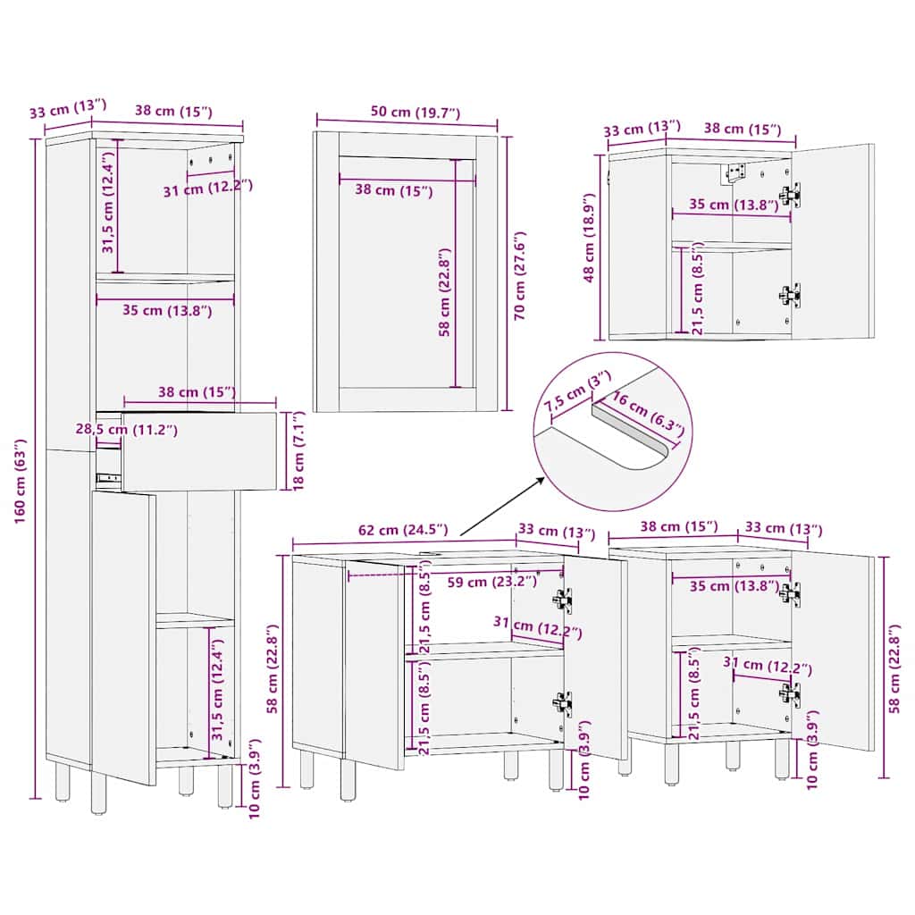 Bathroom Cabinet Set size guide