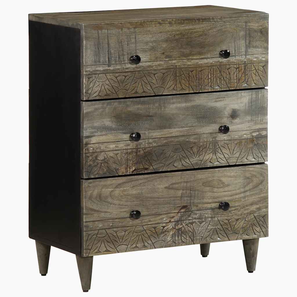 vidaXL Dressoirs 2 st 60x33,5x75 cm massief mango lichtgrijs afbeelding