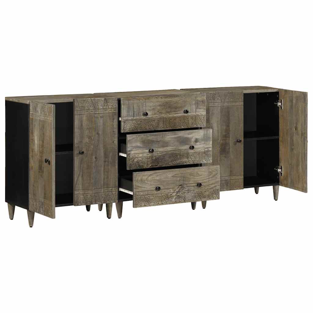 Thumbnail - vidaXL 3-tlg. Sideboards Hellgrau 60x33,5x75 cm Massivholz Mango