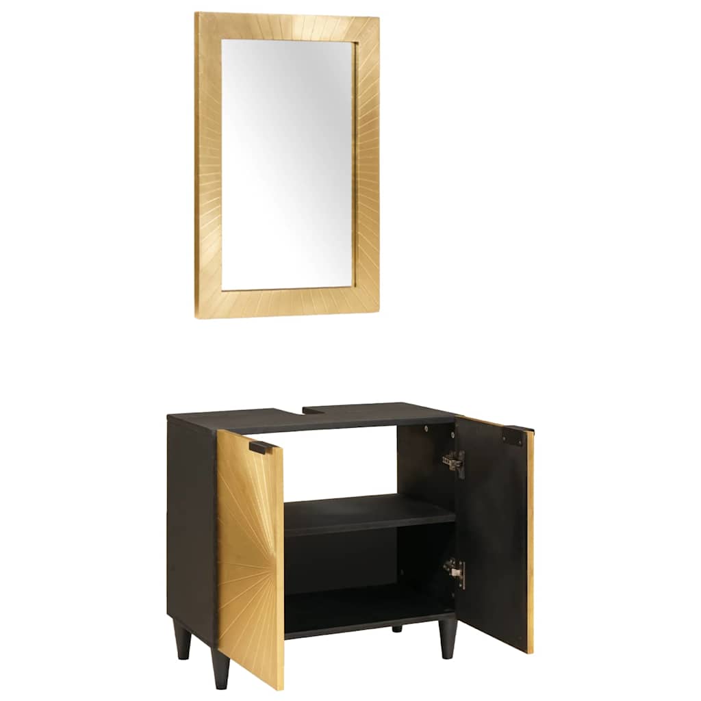 vidaXL Badkamermeubelsets 2 pcs Zwart en Goud 62 x 33 x 58 cm