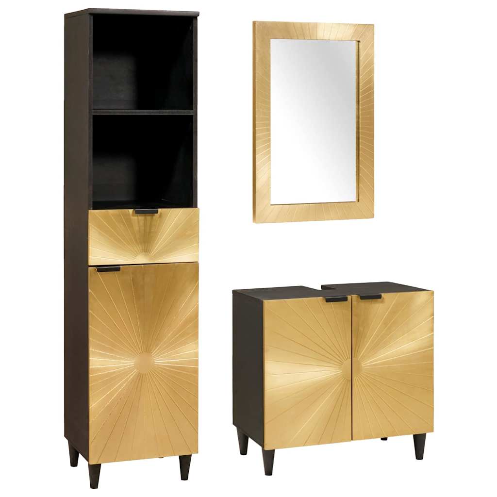 vidaXL Badezimmermöbel-Sets 3 pcs Schwarz und Gold 38 x 33 x 160 cm