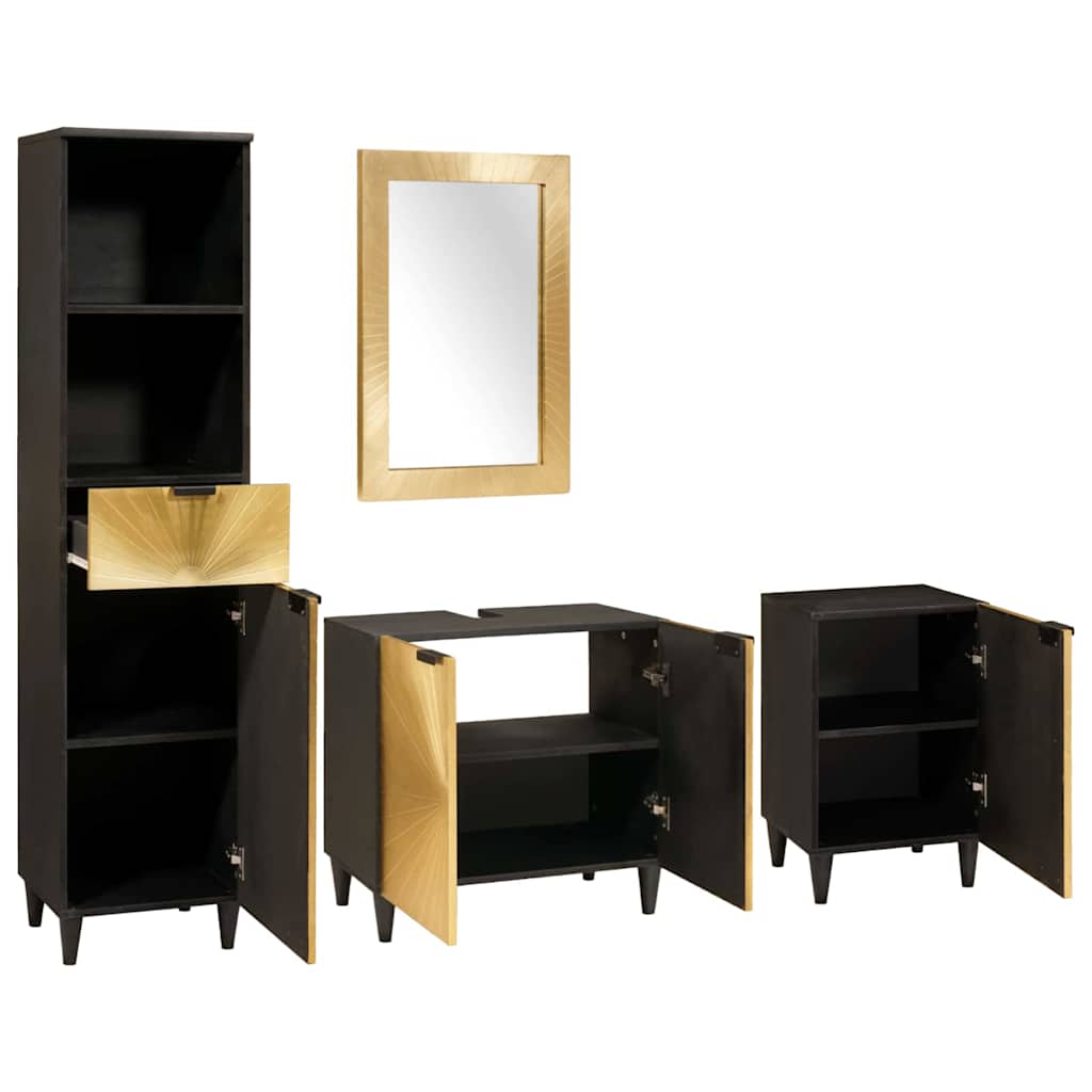 vidaXL Badkamermeubelsets 4 pcs Zwart en Goud 38 x 33 x 160 cm