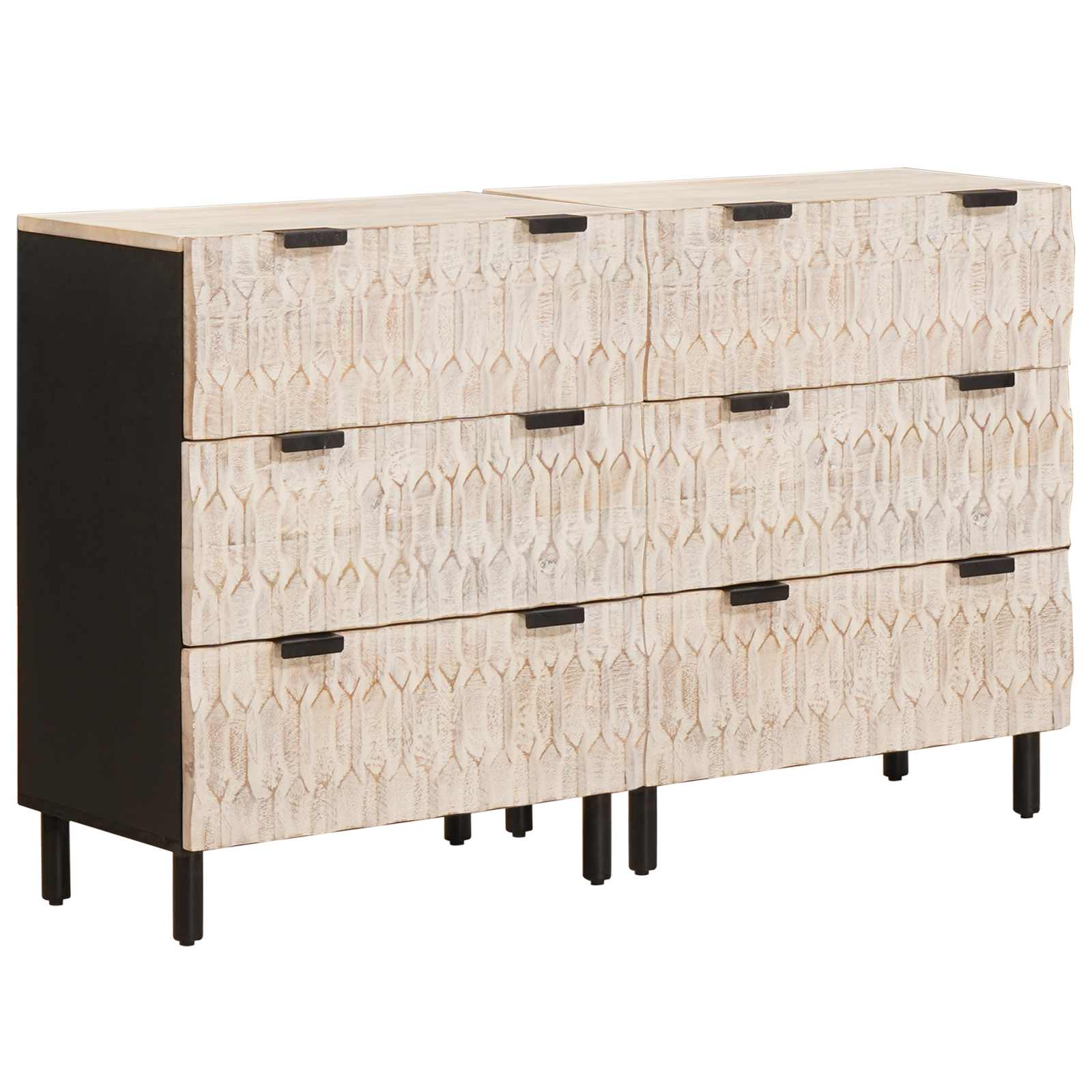 vidaXL Sideboard Weiße gewaschene Oberfläche Massivholz Mango