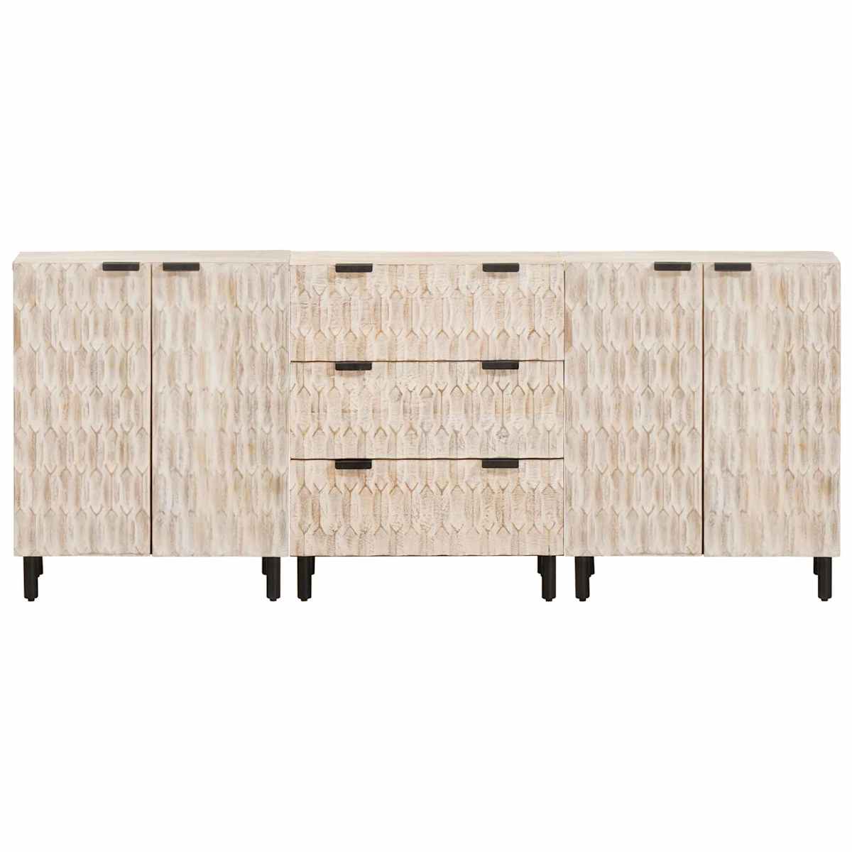Sideboard 3 stk. 60 x 33 x 75 cm Massivt mangotræ - Billede 6