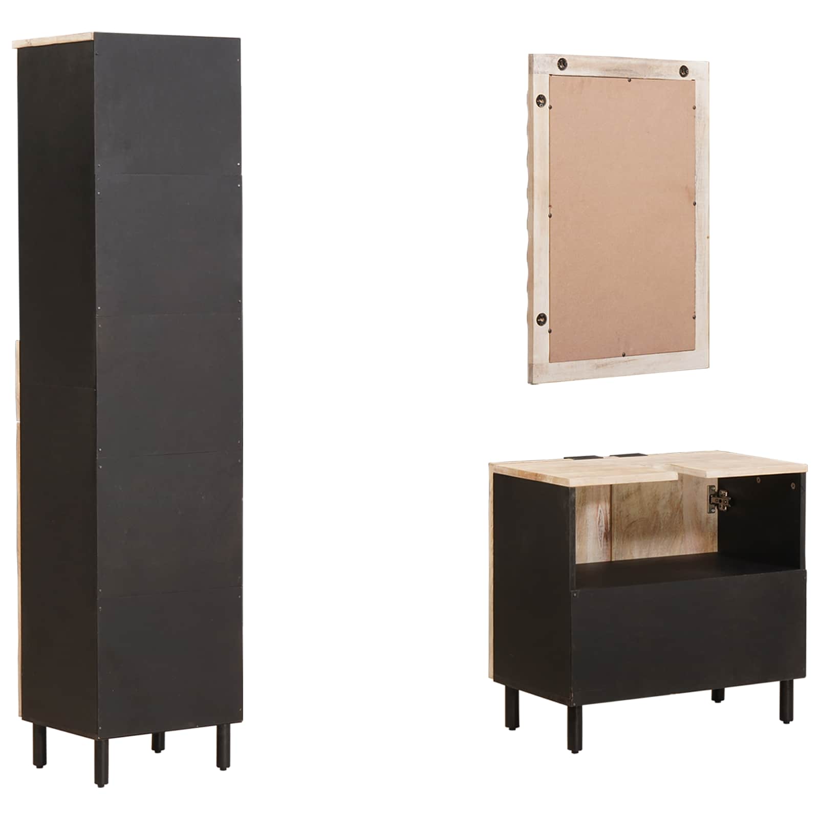 Kylpyhuoneen setit Valkoinen pesu viimeistely Kiinteä mango puu - Image 7