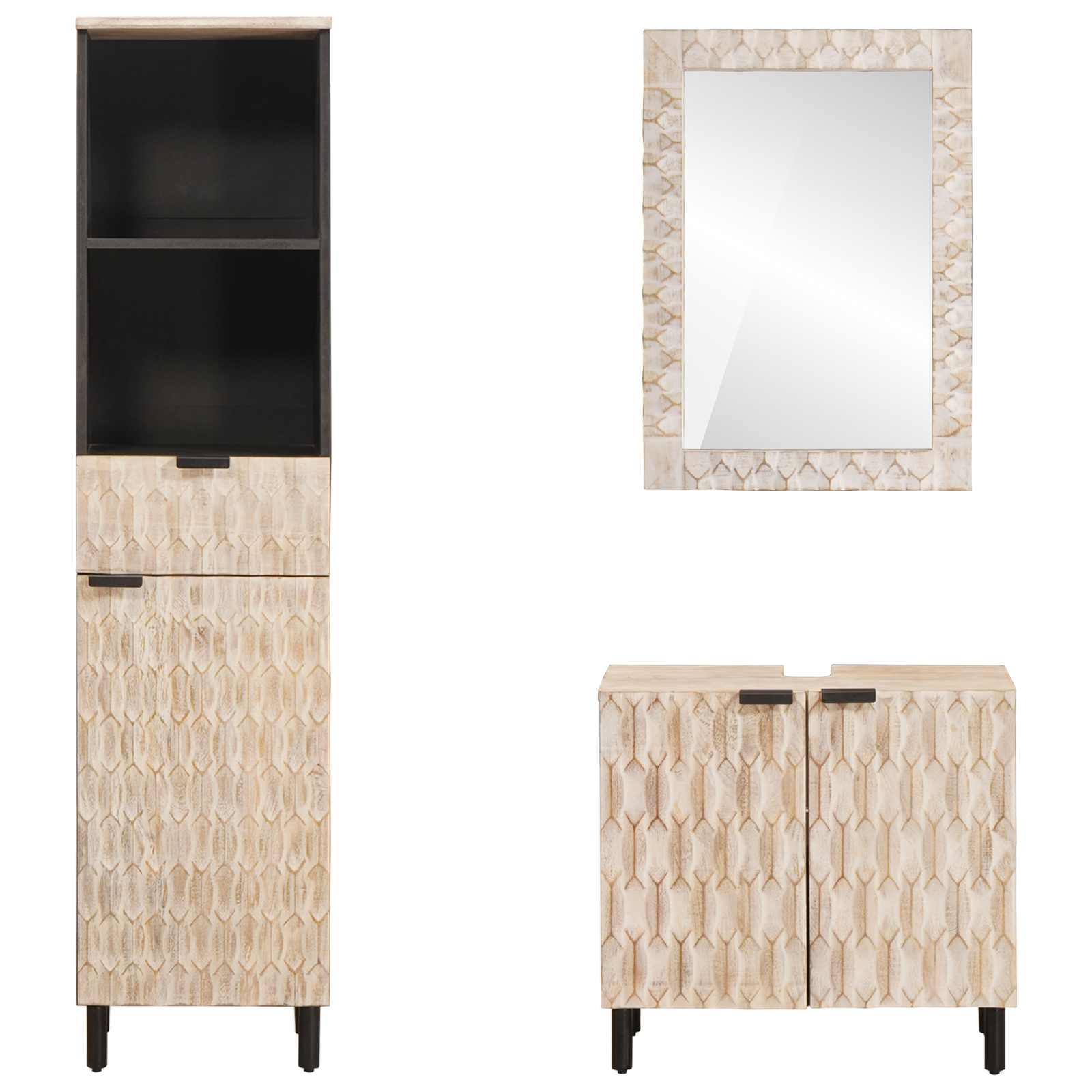 Kylpyhuoneen setit Valkoinen pesu viimeistely Kiinteä mango puu - Image 6