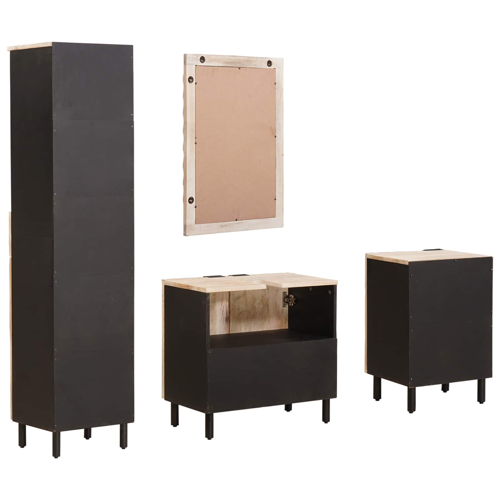 Kylpyhuoneen setit Valkoinen pesu viimeistely Kiinteä mango puu - Image 8