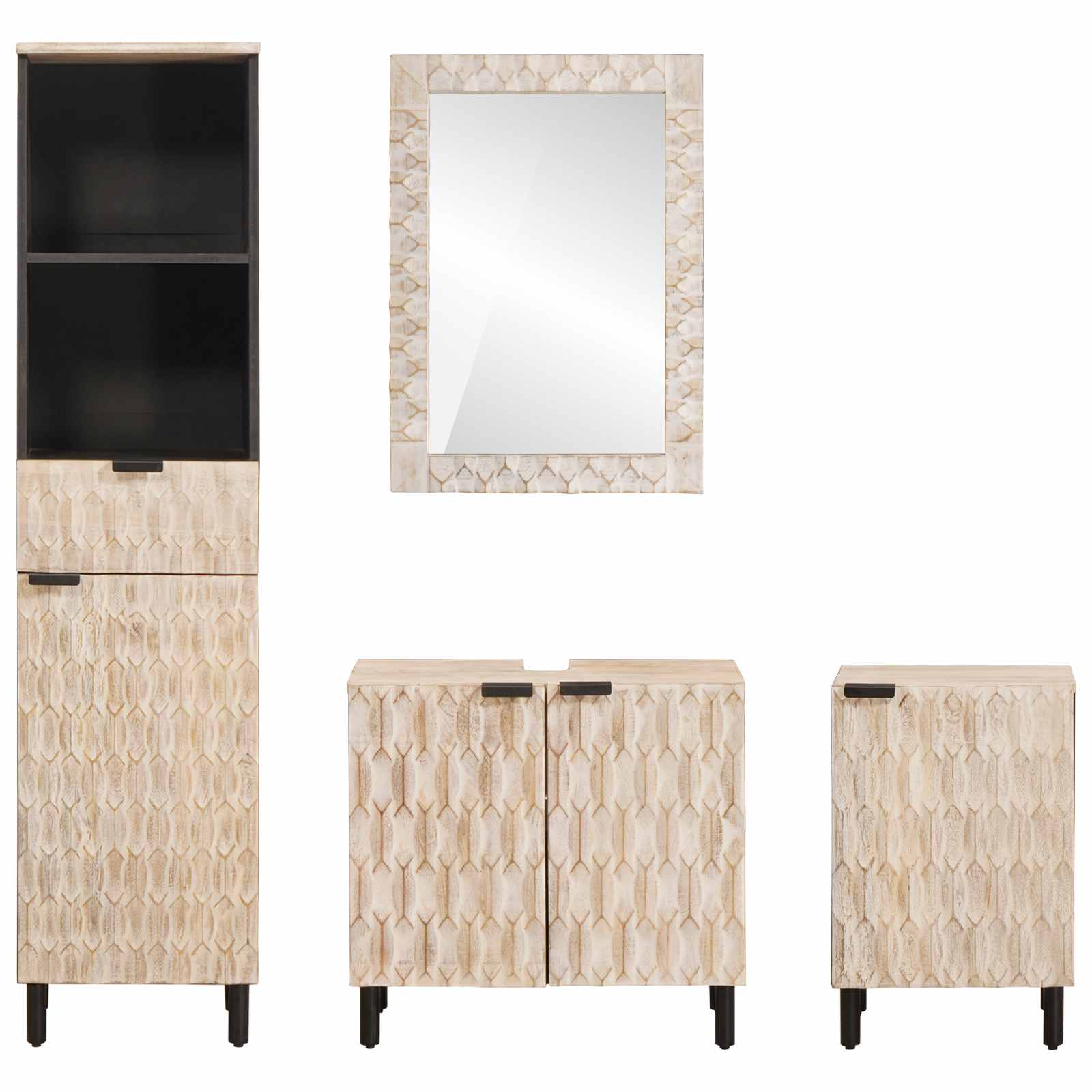 Kylpyhuoneen setit Valkoinen pesu viimeistely Kiinteä mango puu - Image 7