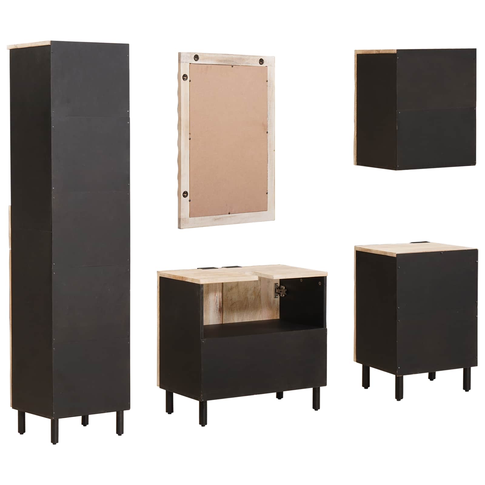 Kylpyhuoneen setit Valkoinen pesu viimeistely Kiinteä mango puu - Image 9