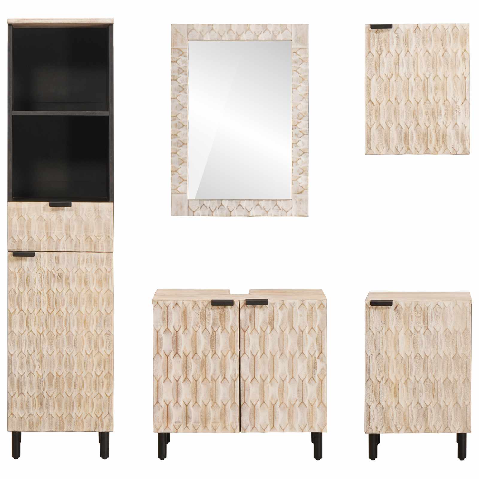 Kylpyhuoneen setit Valkoinen pesu viimeistely Kiinteä mango puu - Image 8