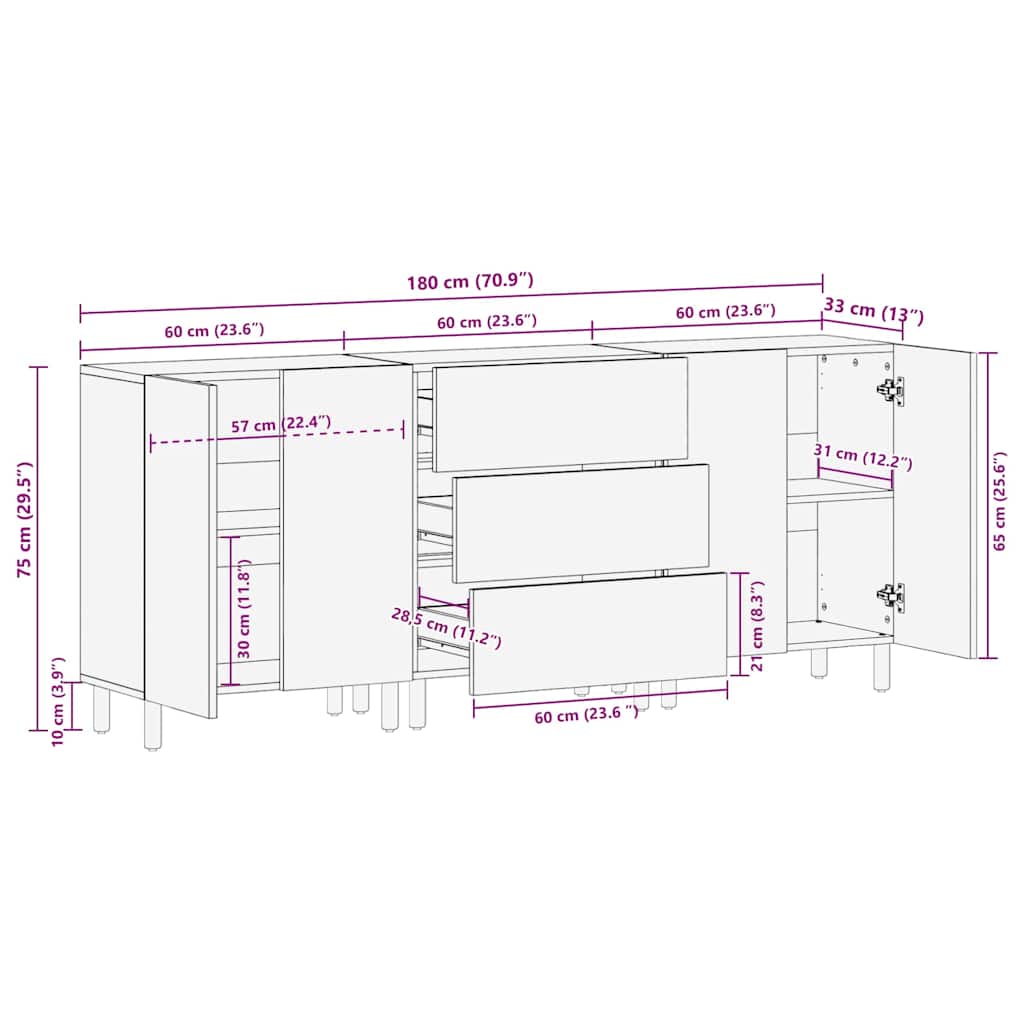 Dressoir Acacia Bruine Afwerking Massief Mango Hout image 13