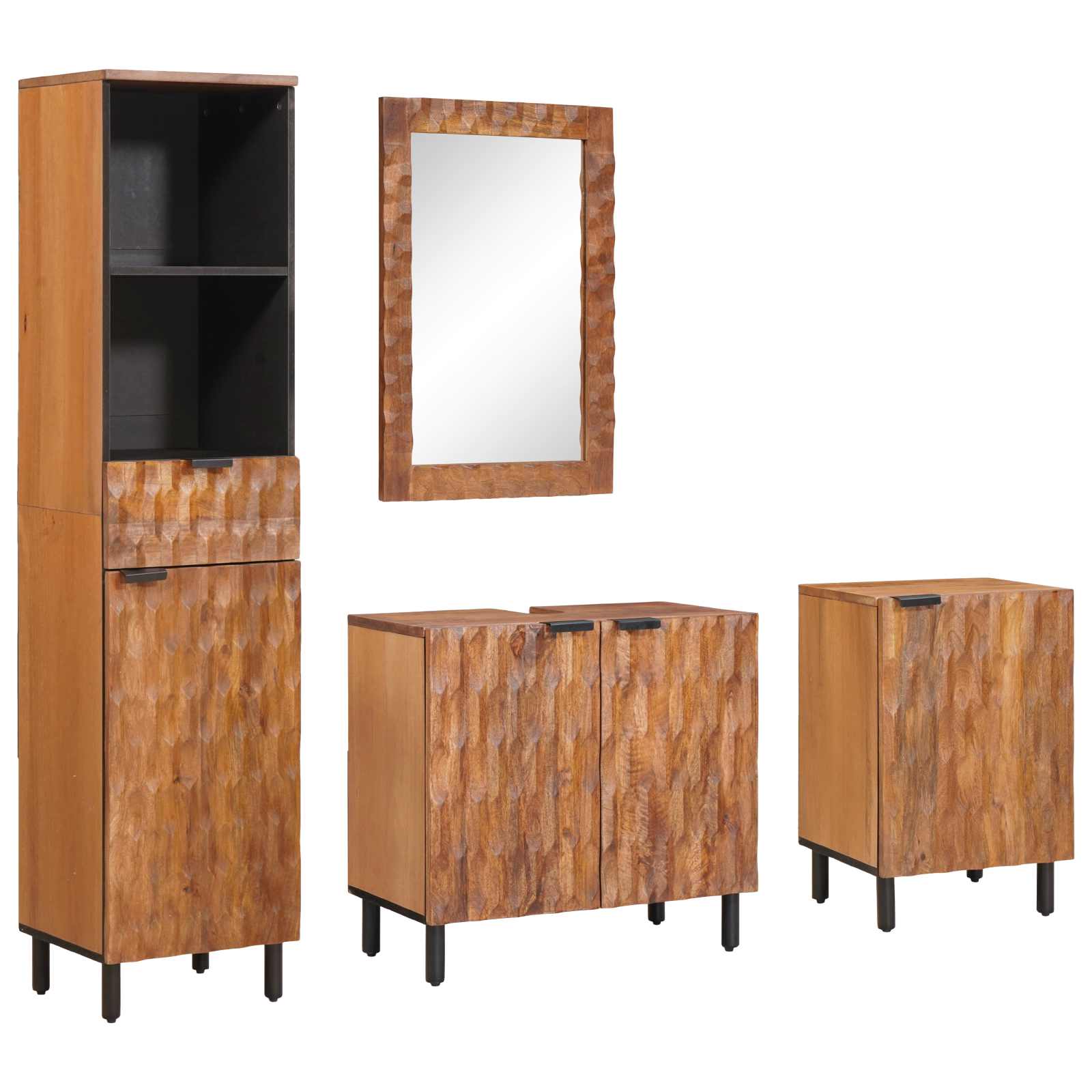 vidaXL Badkamer Sets met lade Acacia Bruin Winish Massief Mango Hout