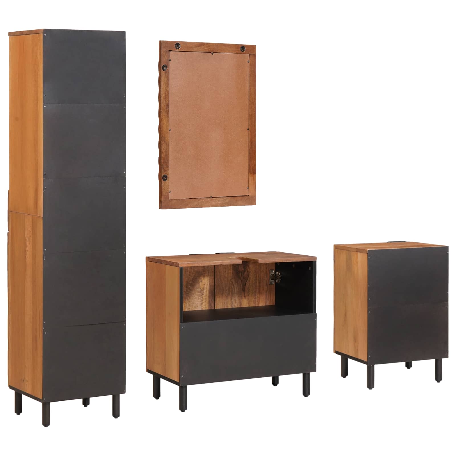 Kylpyhuoneen setit Akasia ruskea viimeistely Kiinteä mango puu - Image 8