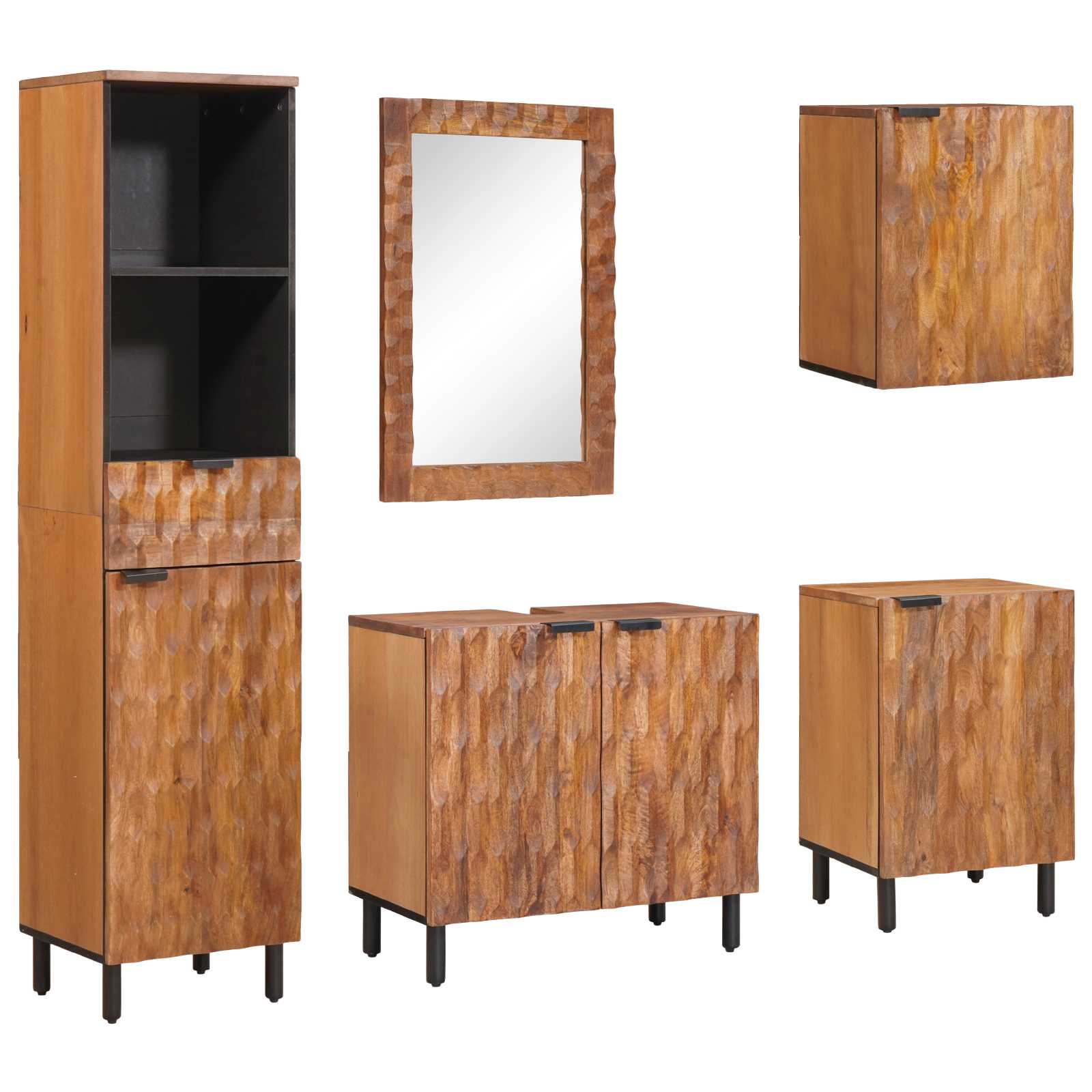 vidaXL Badkamer Sets met lade Acacia Bruin Winish Massief Mango Hout