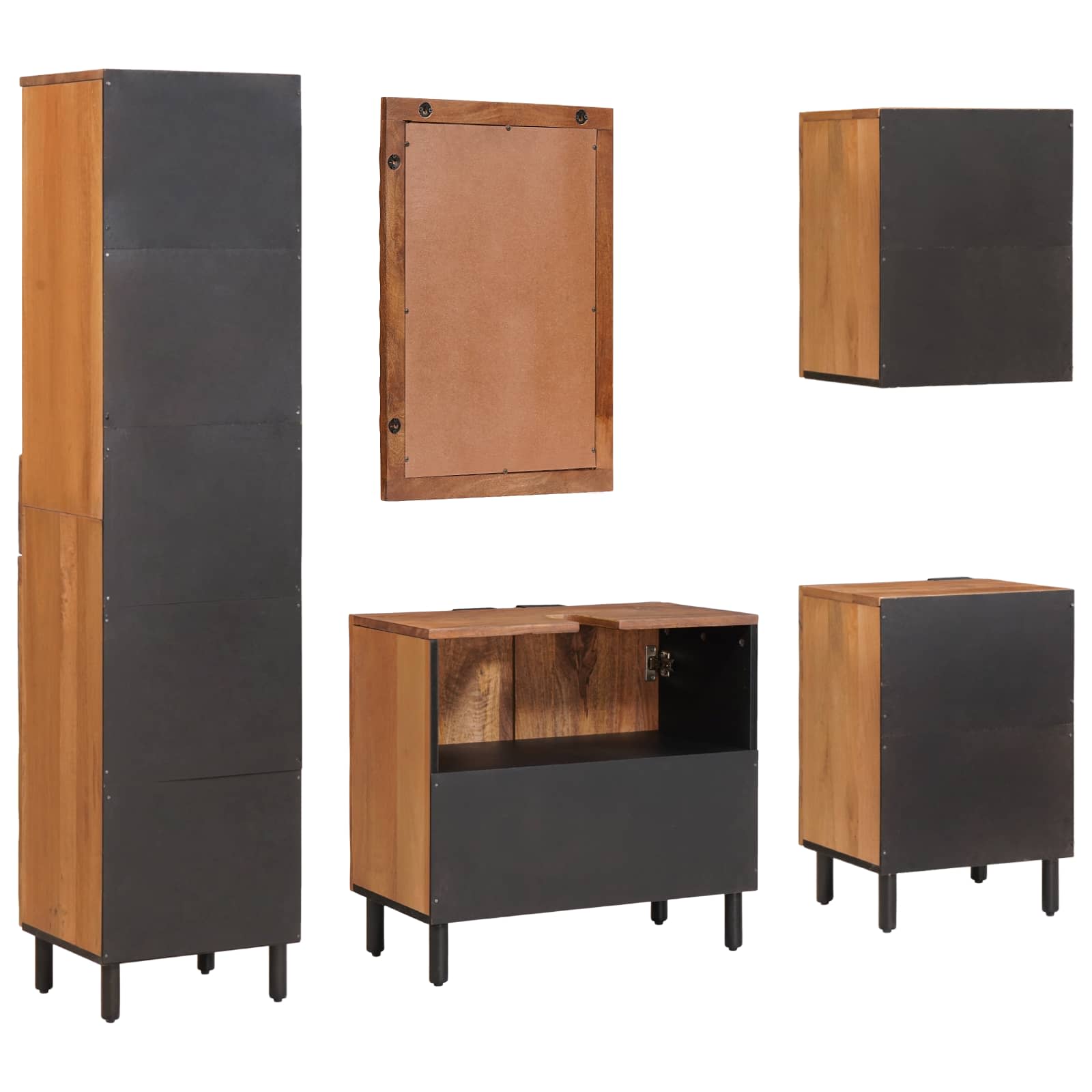 Kylpyhuoneen setit Akasia ruskea viimeistely Kiinteä mango puu - Image 9