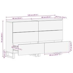 Sestava komody 2 pcs Bílá 120 x 33,5 x 75 cm - obrázek 12
