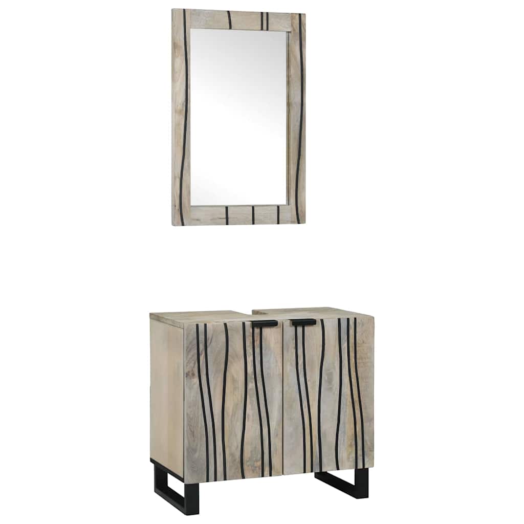 Kylpyhuonekalustesetti hyllyllä 2 pcs Valkoinen 62 x 33 x 58 cm