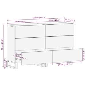 Sestava komody 2 pcs Vlašský ořech 120 x 33,5 x 75 cm - obrázek 12