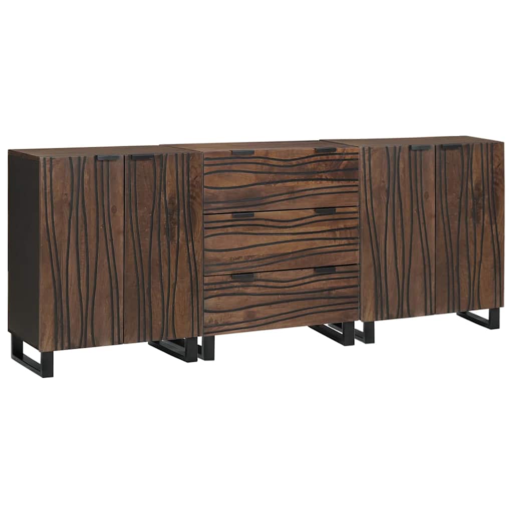 Kylpyhuonekalustesetti laatikon kanssa hyllyllä säilytystilassa ovella 3 pcs Ruskea Large