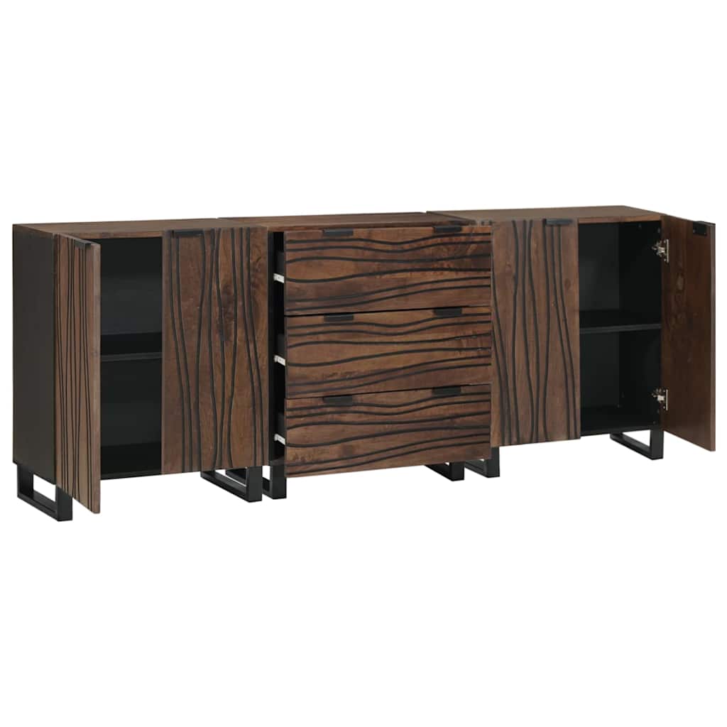 Kylpyhuonekalustesetti laatikon kanssa hyllyllä säilytystilassa ovella 3 pcs Ruskea Large