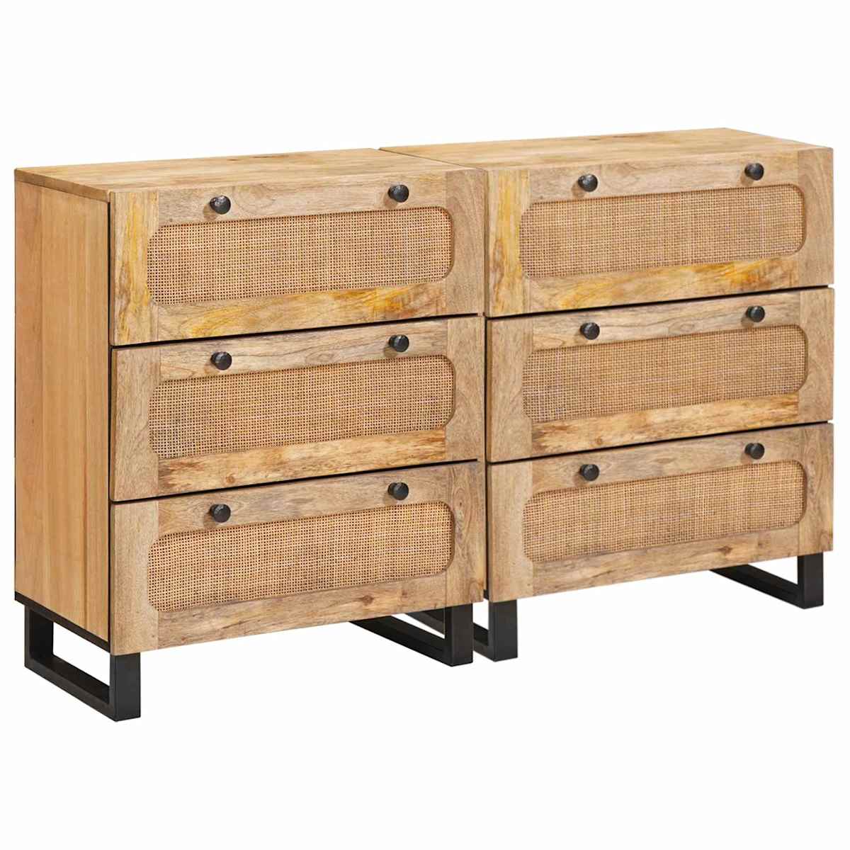 Sideboard 2 stk. 60 x 33 x 75 cm Massivt mangotræ Brun