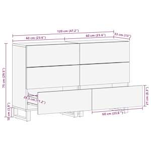 Servírovací skříň 2 pcs Hnědá 60 x 33 x 75 cm - obrázek 11