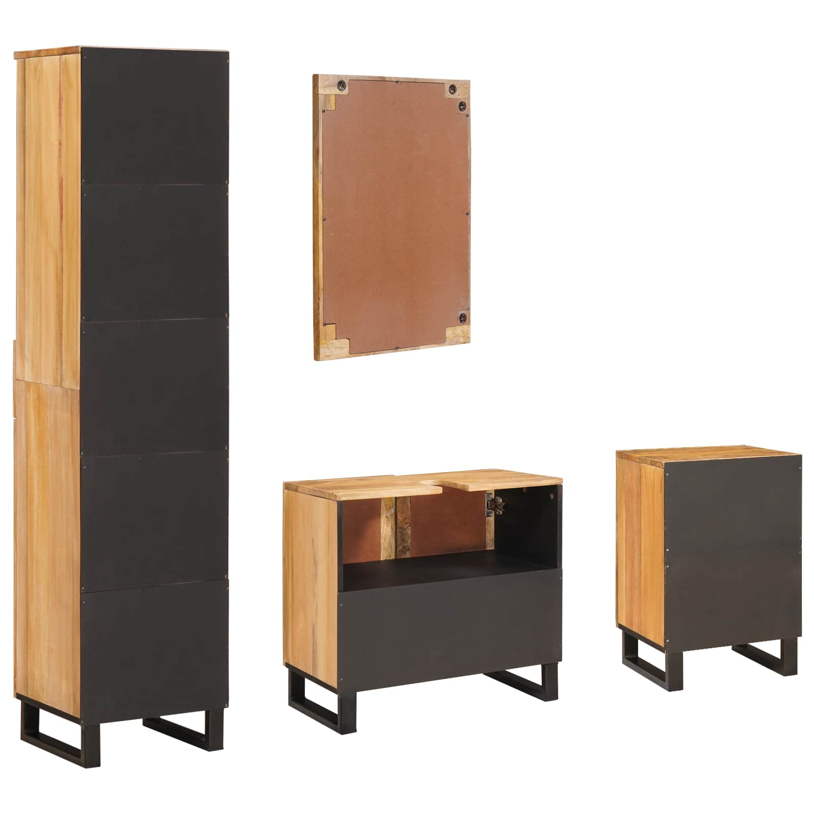 Kylpyhuoneen setit hyllyllä Luonnollinen Kiinteä mango puu - Image 8