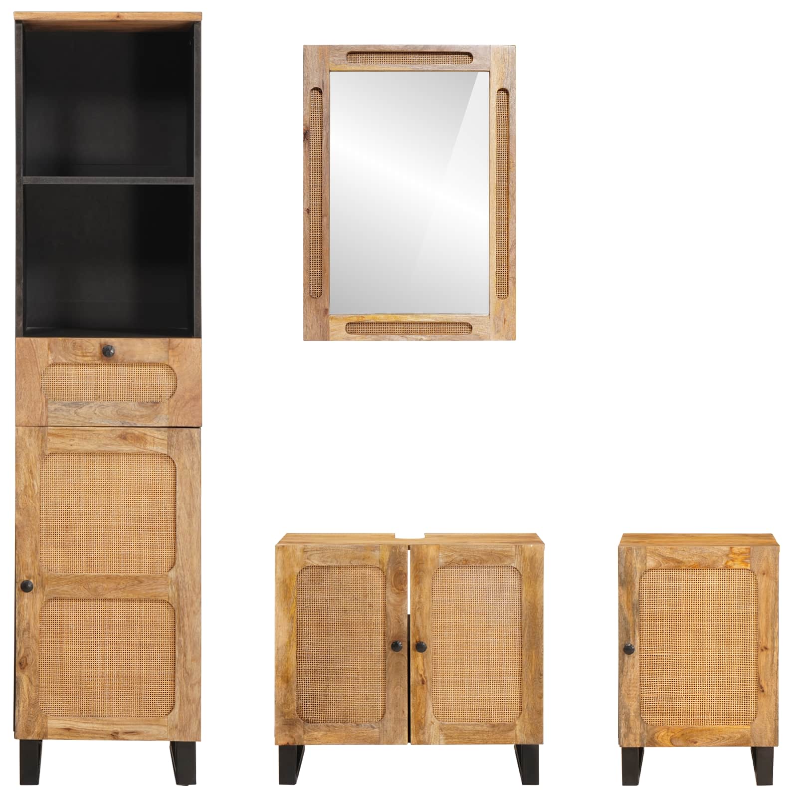 Kylpyhuoneen setit hyllyllä Luonnollinen Kiinteä mango puu - Image 7