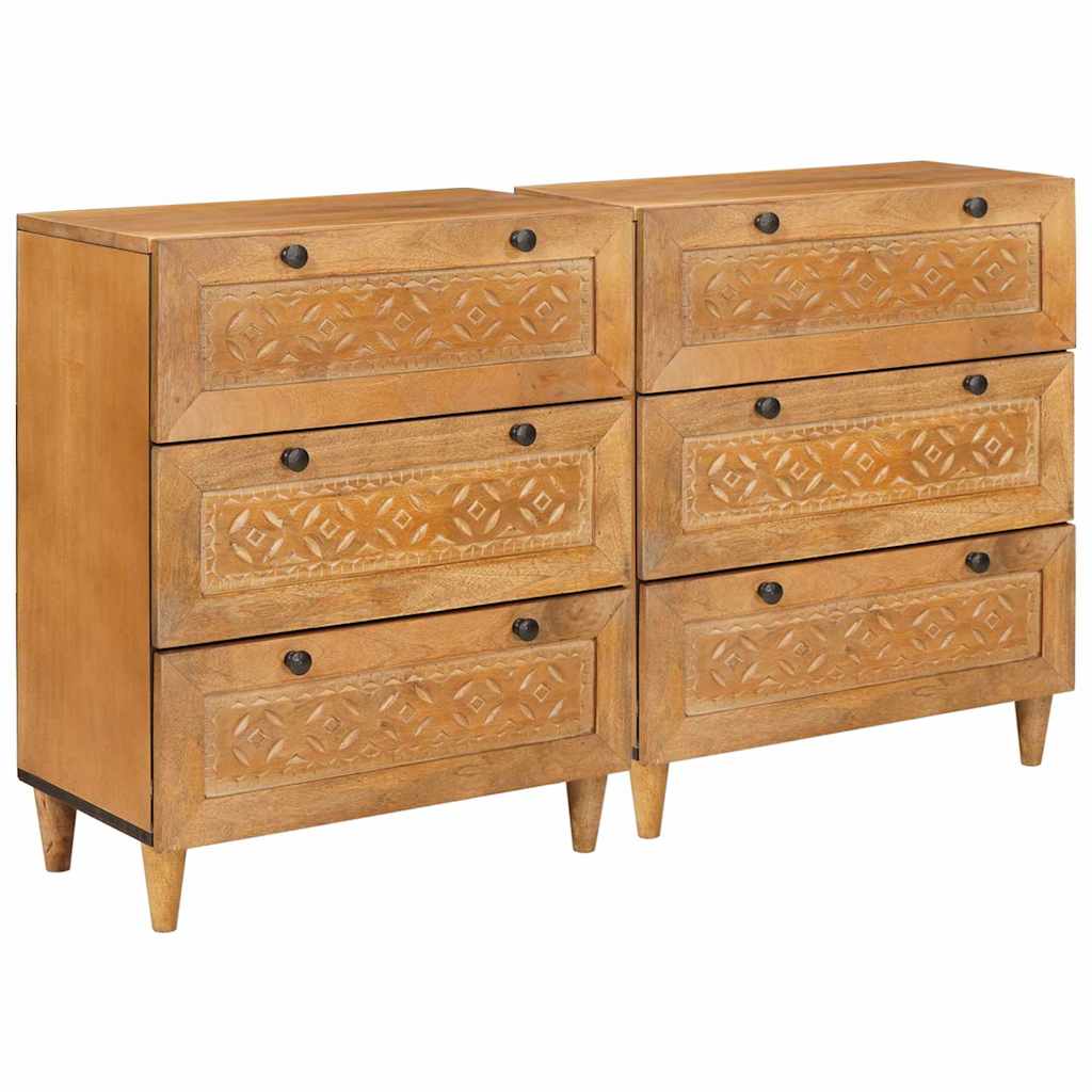 Image of vidaXL Crossoenza 2 pcs Marrone 60 x 33 x 75 cm legno massello di mango