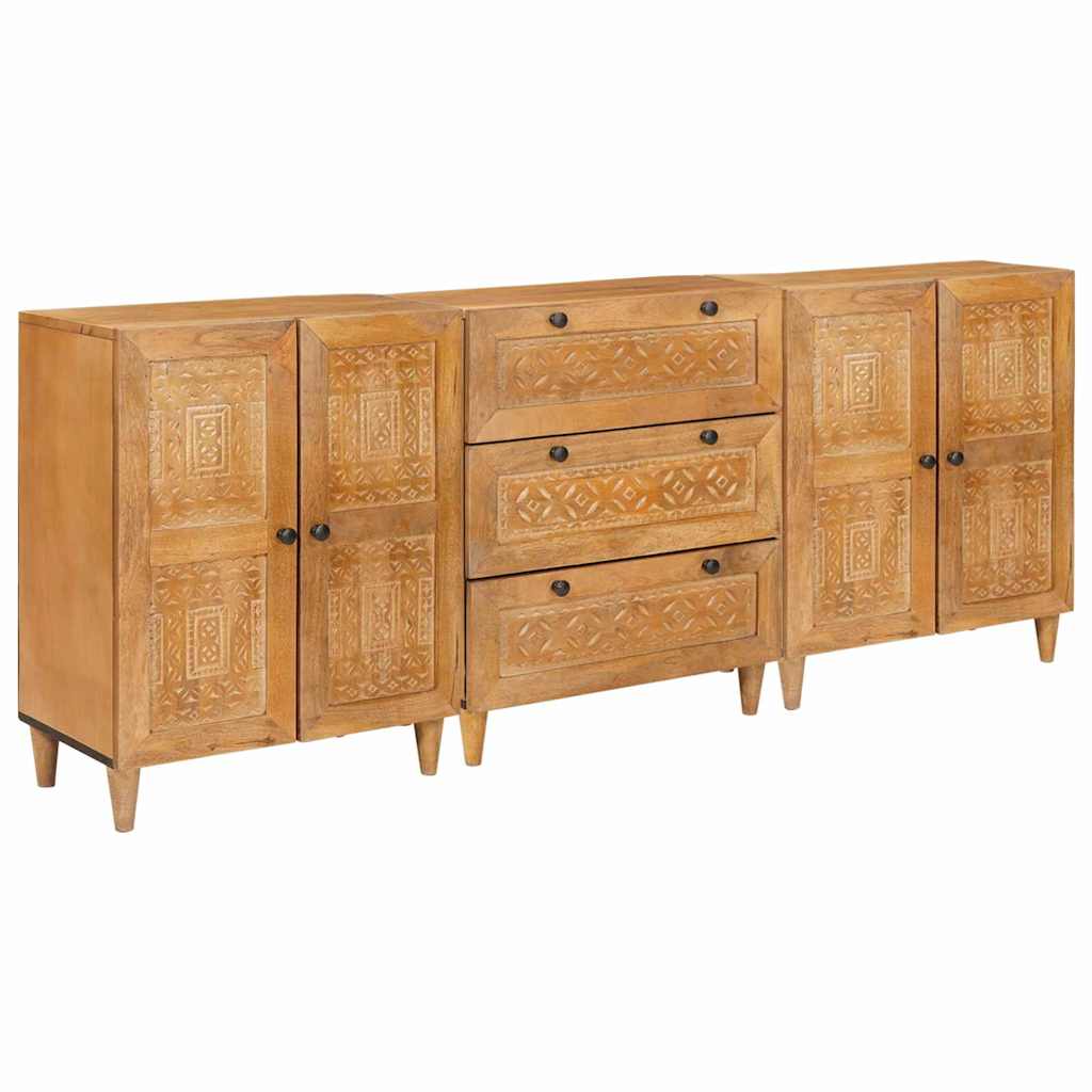 Image of vidaXL Crossoenza 3 pcs Marrone 60 x 33 x 75 cm legno massello di mango