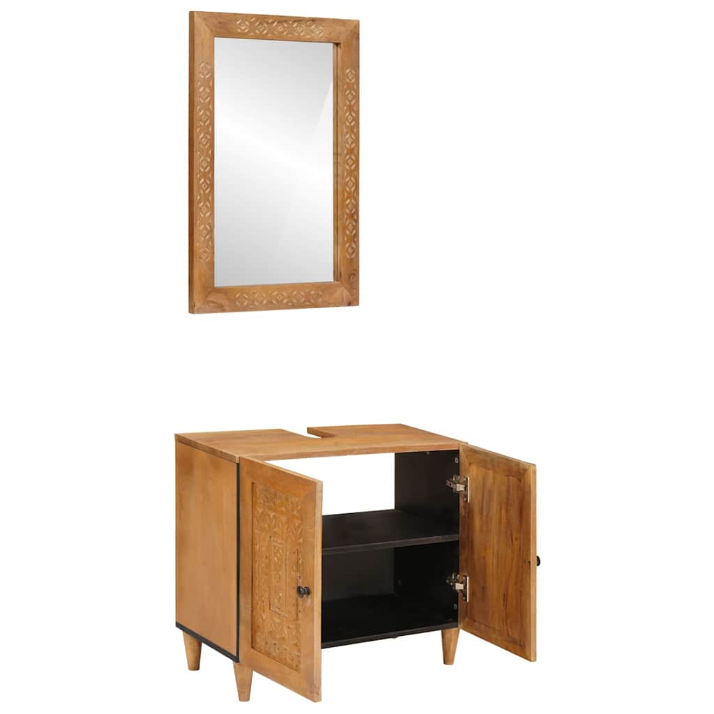 vidaXL Badkamermeubelset 2 pcs Bruin 62 x 33 x 58 cm massief mangohout