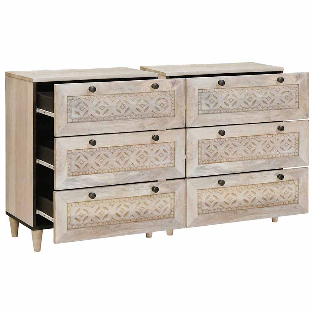vidaXL Dressoir 2 pcs Wit 60 x 33 x 75 cm massief mangohout