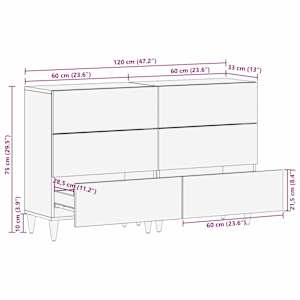 Servírovací skříň 2 pcs Bílá 120 x 33,5 x 75 cm - obrázek 12