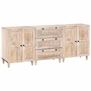 Strani šal 3 pcs Bela 180 x 33,5 x 75 cm trden mangov les