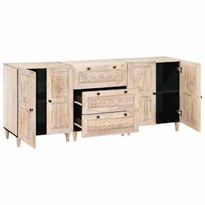 Servírovací skříň 3 pcs Bílá 180 x 33,5 x 75 cm - obrázek 2