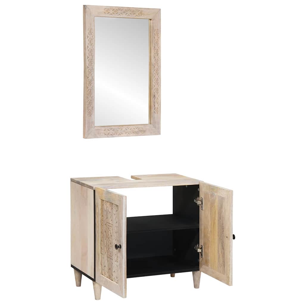 vidaXL Badkamermeubelset 2 pcs Wit 62 x 33 x 58 cm massief mangohout