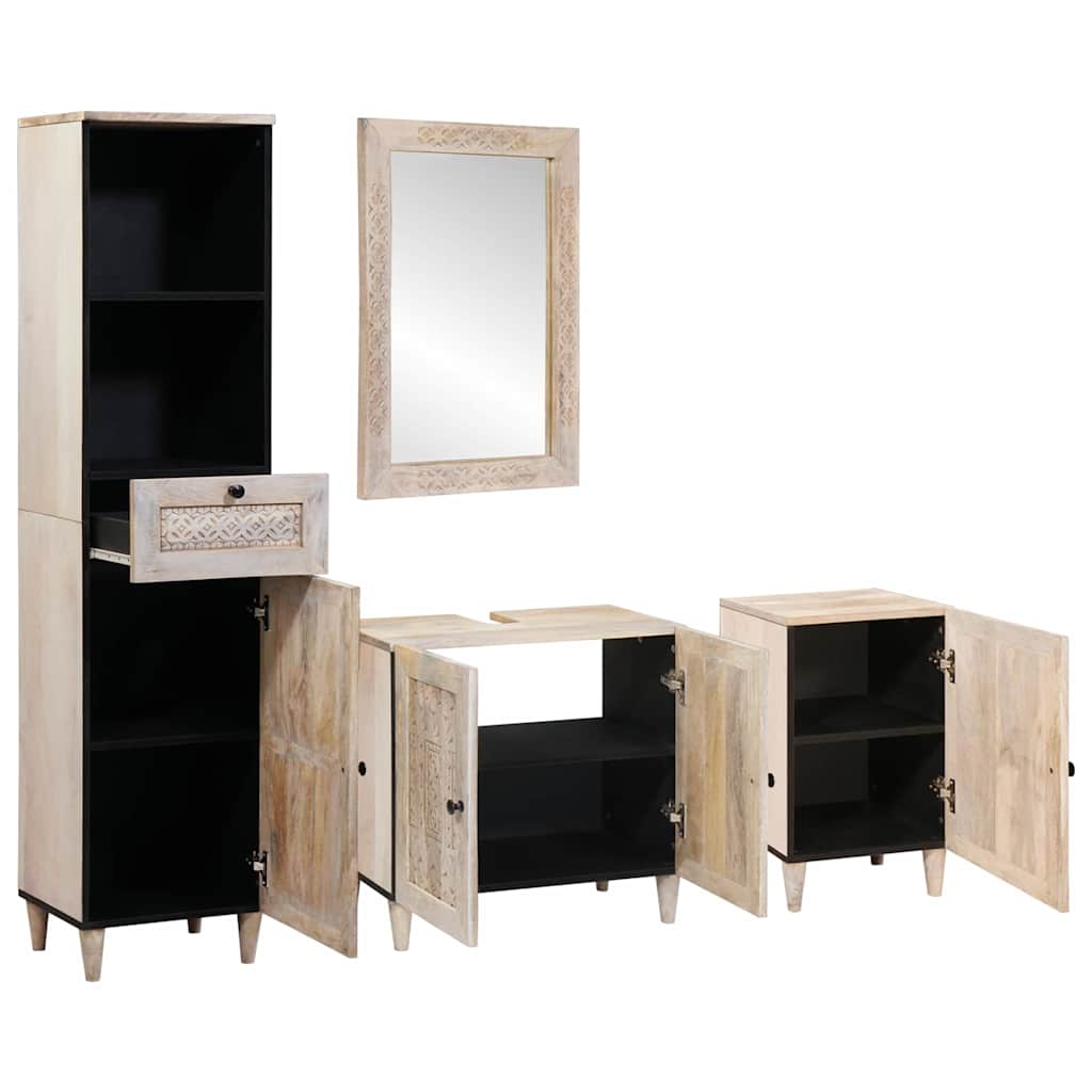 vidaXL Badkamermeubelset 4 pcs Wit 38 x 33 x 160 cm massief mangohout