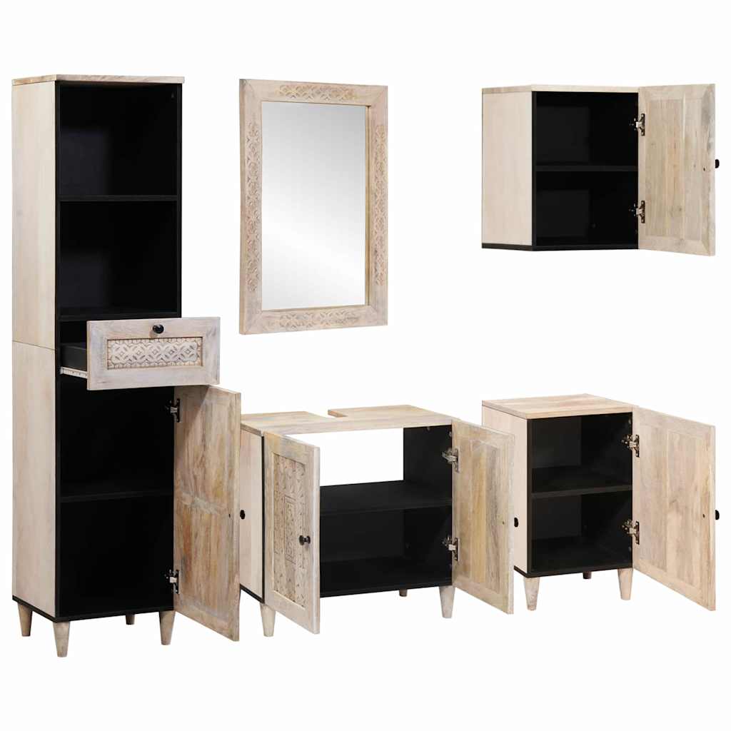 vidaXL Badkamermeubelset 5 pcs Wit 38 x 33 x 160 cm massief mangohout