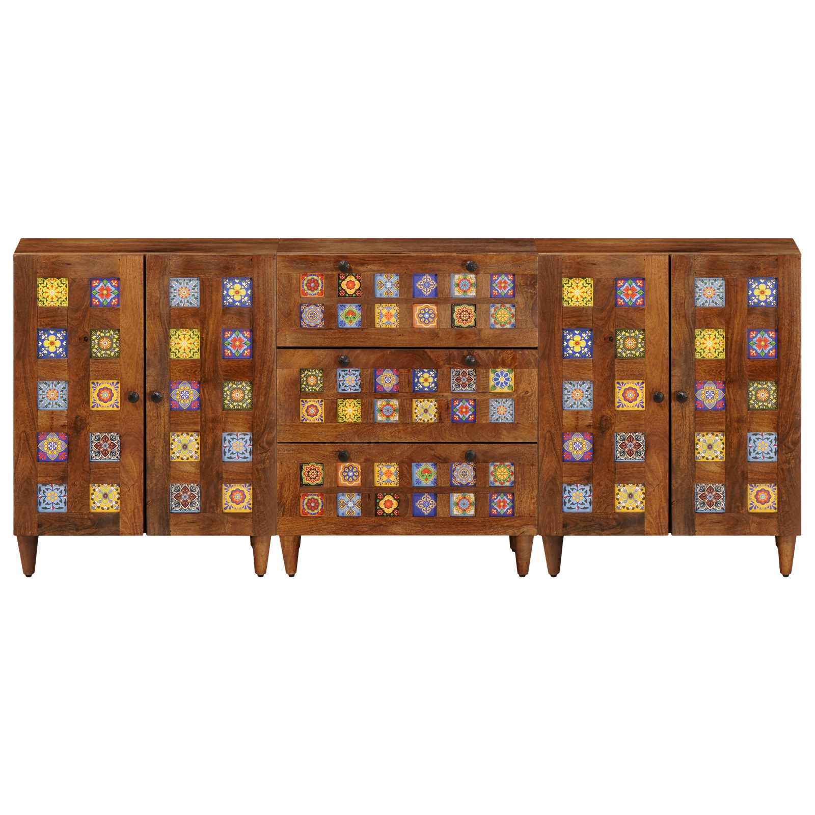 Dressoir 3 pcs Walnotenhout Massief Mango Hout | luizaXL | Dé meubelwinkel voor elk interieur Dressoir 3 pcs Walnotenhout Massief Mango Hout - Afbeelding 5