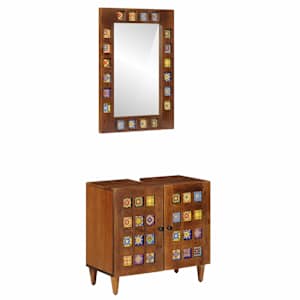 Komplet pohištva za kopalnico 2 pcs Oreh Masiven les manga